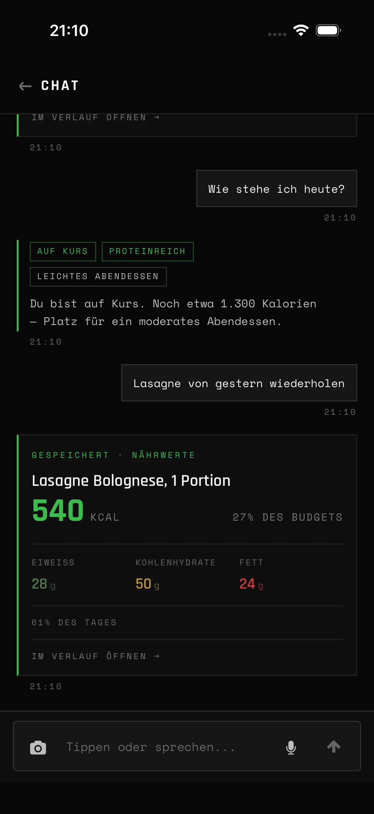 Frag nach, verfeinere im Chat