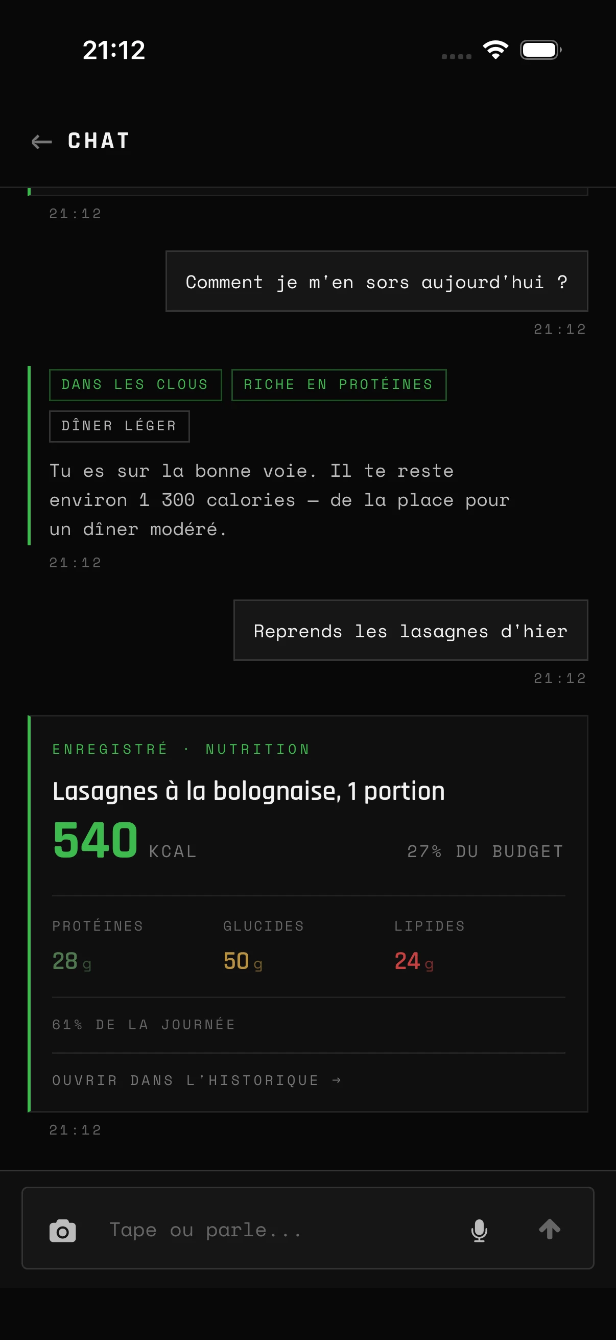 Posez des questions, affinez en chat