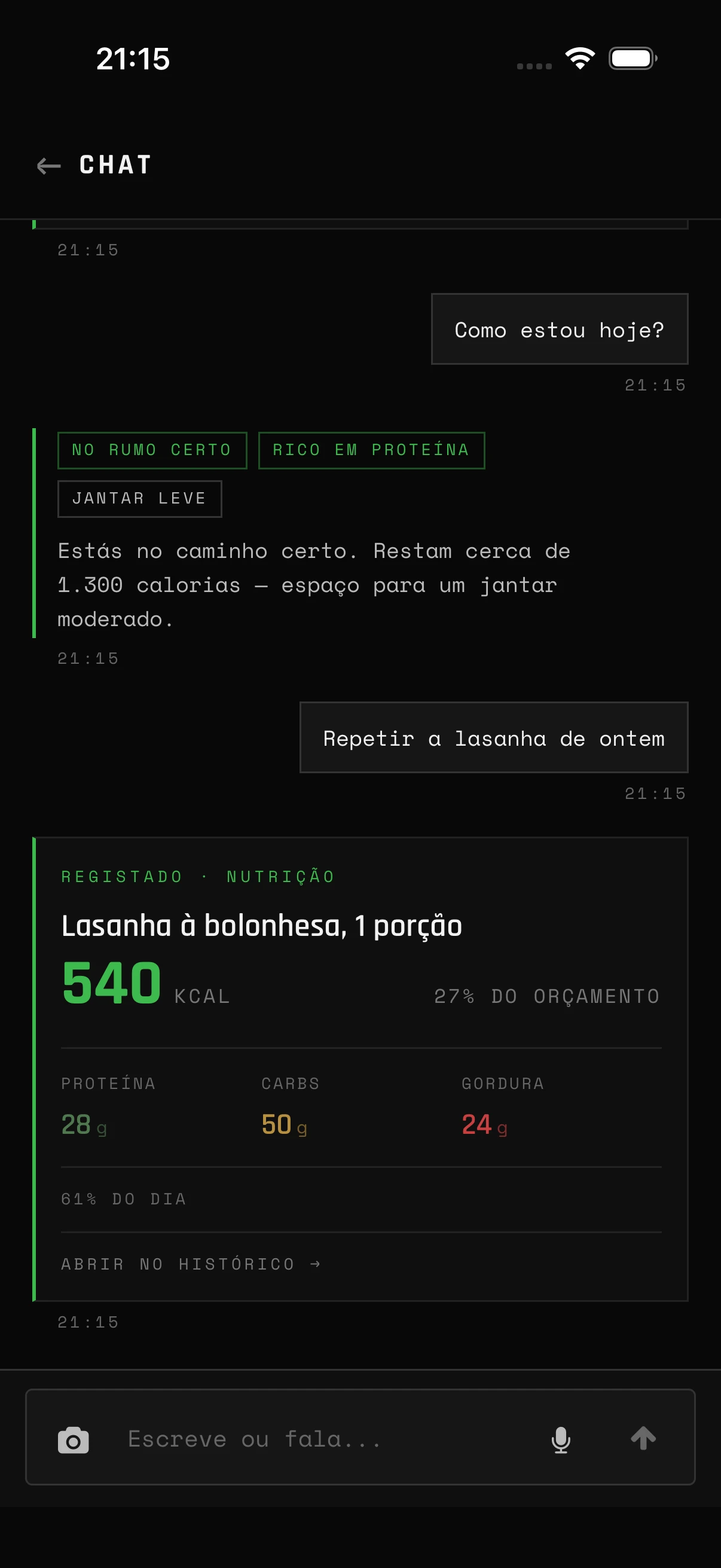 Pergunta e ajusta no chat